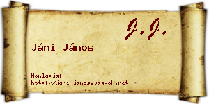 Jáni János névjegykártya