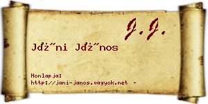 Jáni János névjegykártya